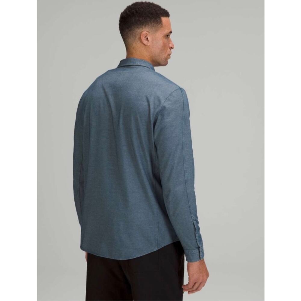Lululemon Commission Long Sleeve Shirt River Blue Enzyme Dye Men's L - Picture 5 of 12